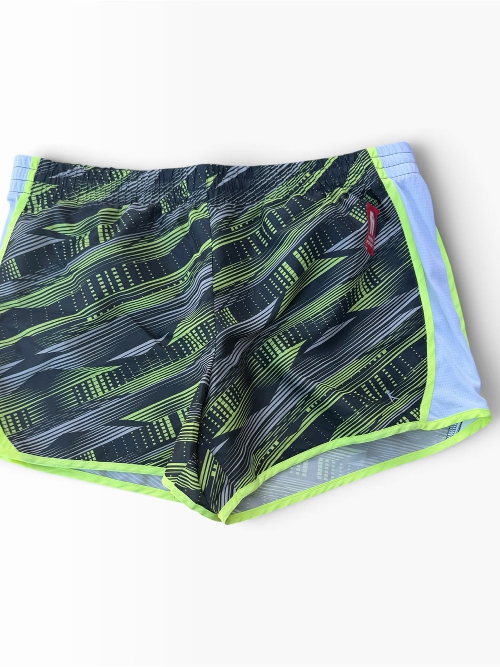 Danskin Now Black Graphic Athletic Shorts with Neon Green Trim